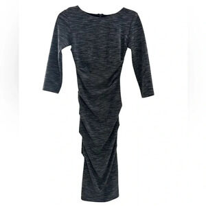 Artelier Nicole Miller Womens Ruched Dress Gray Size XS  3/4 Sleeve EUC